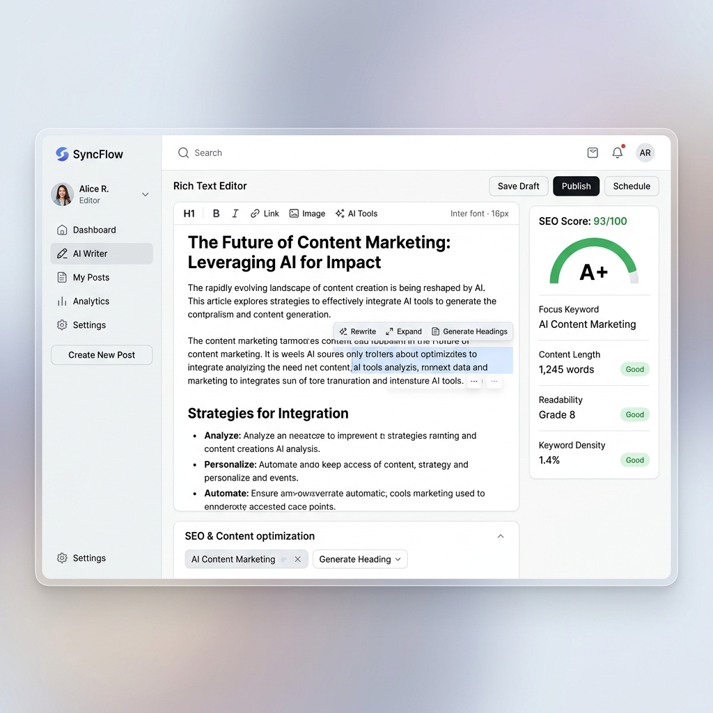 AI Blogging & Page management dashboard
